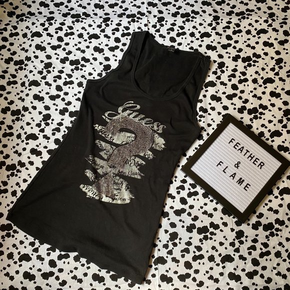 Y2K princess Guess logo bling tank top - Picture 2 of 4